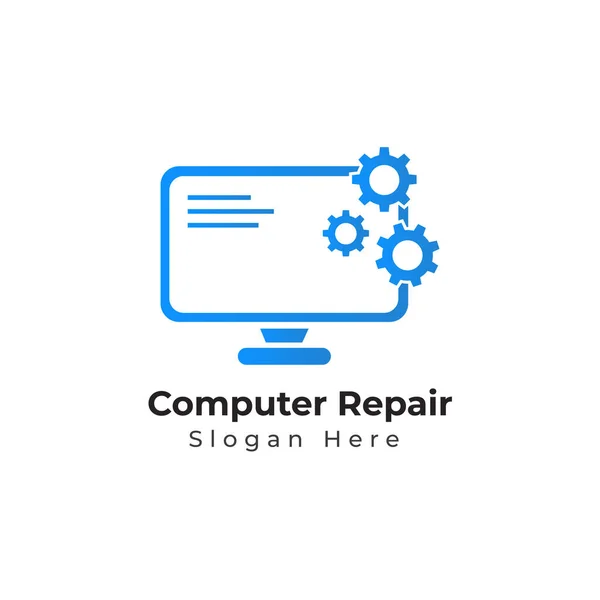 Bilgisayar Onarım Logosu Tasarım Vektör Şablonu Tasarımı — Stok Vektör