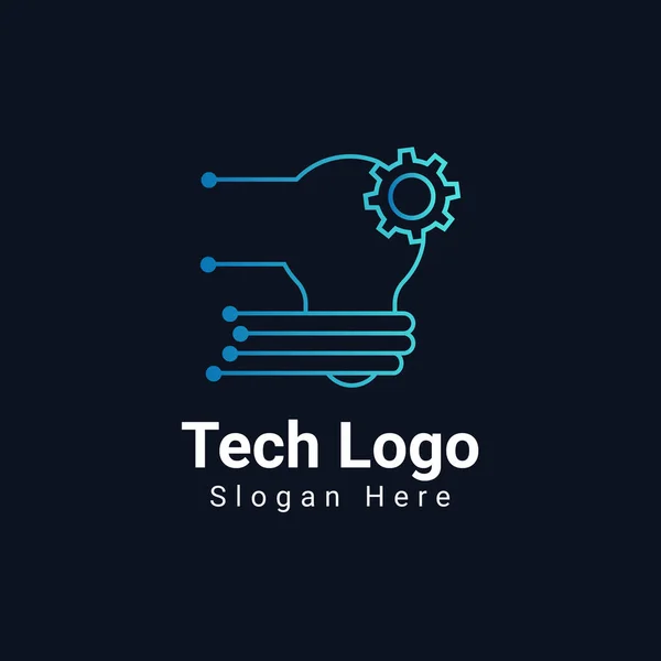 Logotipo Tecnologia Com Modelo Vetor Projeto Lâmpada —  Vetores de Stock