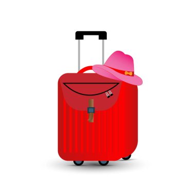 Seyahat çantası ve hasır şapka vektör çizimi