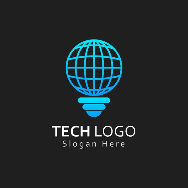 Logo Tecnico Con Modello Vettoriale Design Globale — Vettoriale Stock