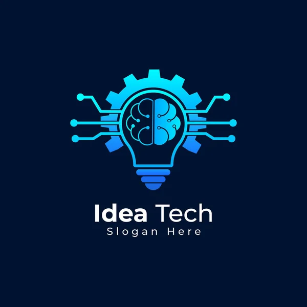 Projeto Logotipo Lâmpada Ideia Técnica Com Modelo Vetor Cerebral — Vetor de Stock