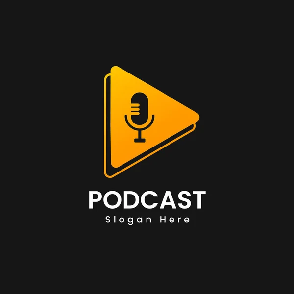 Podcast Logo Design Media Icon Vector Template — Stock Vector