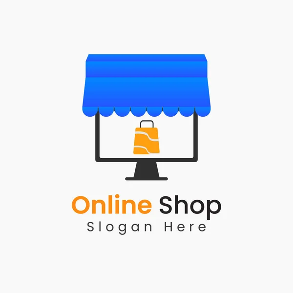 Boutique Ligne Plat Logo Design Vectoriel Illustration Modèle — Image vectorielle