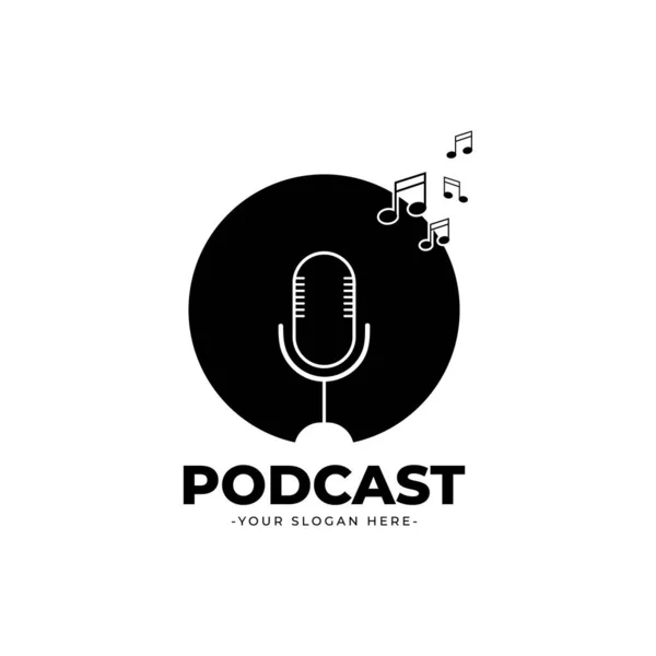 detaylı podcast logo şablon tasarımı çizimi