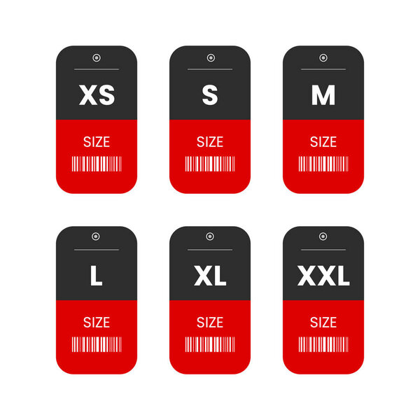 Набор векторных значков размера одежды. 