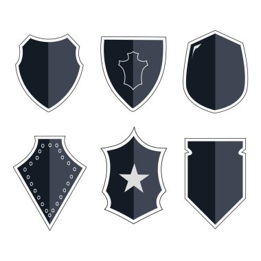 Beyaz arka plan üzerinde izole kalkanlar Icons set