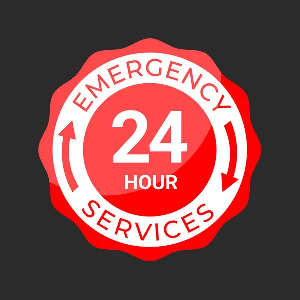 Kırmızı Şekil Vektör İllüstrasyonlu 24 Saat Acil Servis