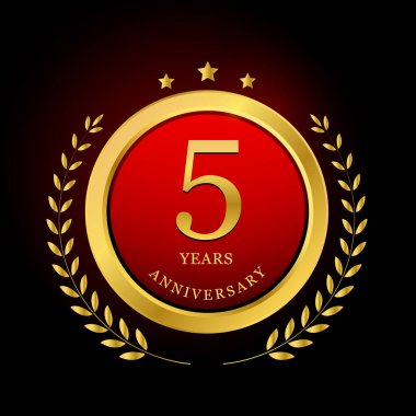 5th Anniversary Celebration Vector illustration golden design clipart