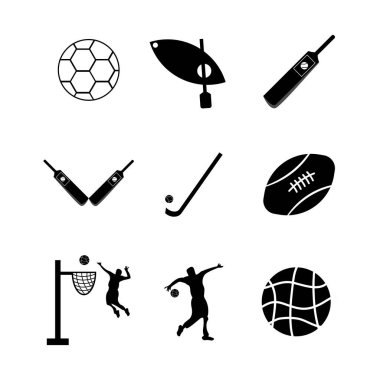 Beyaz arkaplan vektör illüstrasyonlu spor çizgisi simgeleri