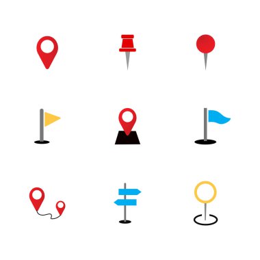 Harita Pimleri ve Konumları vektör iocn seti