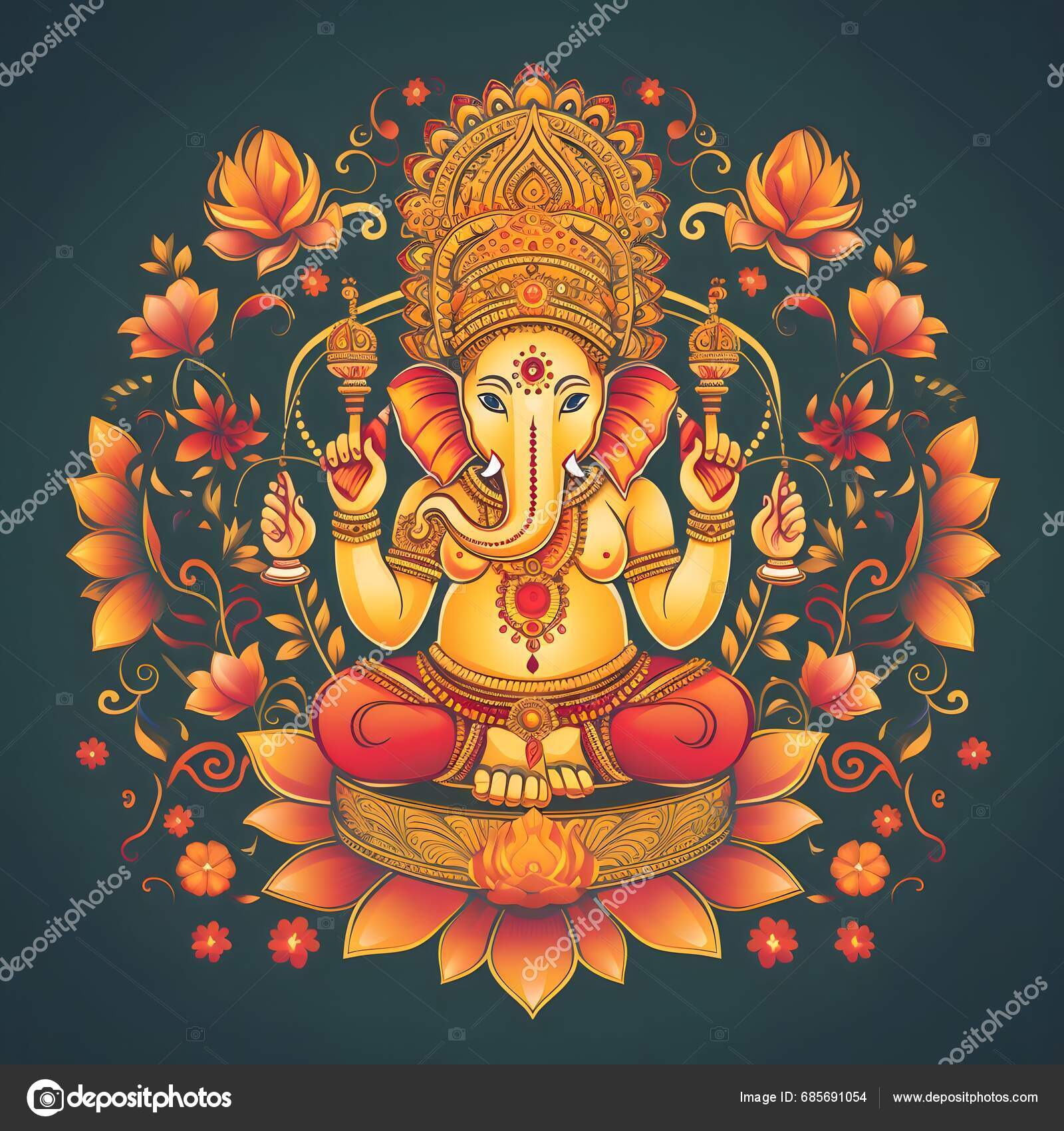 Illustration Ganesha Happy Ganesh Chaturthi Festival India Diwali ...