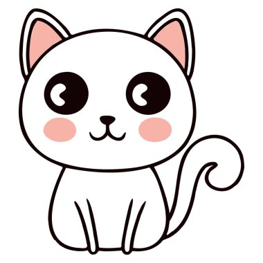 Yapıştırma, çizgi film ve baskı tasarımı için uygun beyaz arkaplan ile komik kedi ve sevimli kedi yavrusu karakter vektör tasarımı.