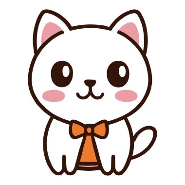 Yapıştırma, çizgi film ve baskı tasarımı için uygun beyaz arkaplan ile komik kedi ve sevimli kedi yavrusu karakter vektör tasarımı.