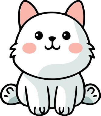 Yapıştırma, çizgi film ve baskı tasarımı için uygun beyaz arkaplan ile komik kedi ve sevimli kedi yavrusu karakter vektör tasarımı.