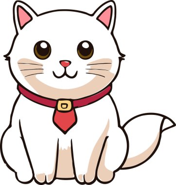 Yapıştırma, çizgi film ve baskı tasarımı için uygun beyaz arkaplan ile komik kedi ve sevimli kedi yavrusu karakter vektör tasarımı.