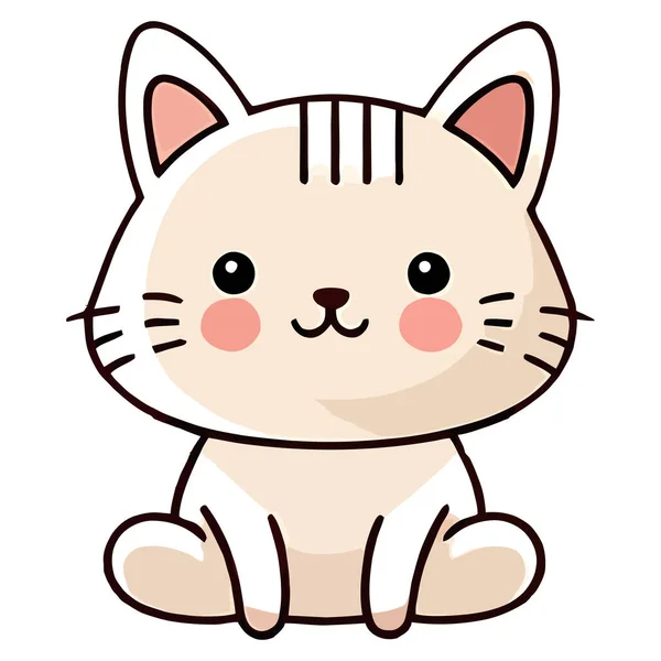Grappige Kat Schattig Kitten Karakter Vector Ontwerp Met Platte Kleur — Stockvector