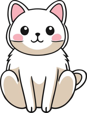 Yapıştırma, çizgi film ve baskı tasarımı için uygun beyaz arkaplan ile komik kedi ve sevimli kedi yavrusu karakter vektör tasarımı.