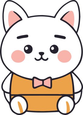 Yapıştırma, çizgi film ve baskı tasarımı için uygun beyaz arkaplan ile komik kedi ve sevimli kedi yavrusu karakter vektör tasarımı.