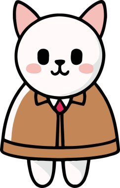 Yapıştırma, çizgi film ve baskı tasarımı için uygun beyaz arkaplan ile komik kedi ve sevimli kedi yavrusu karakter vektör tasarımı.