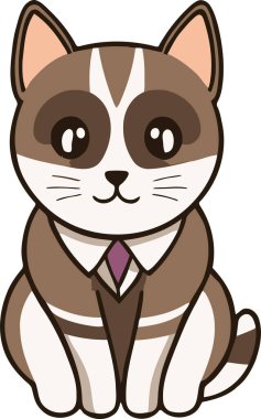 Yapıştırma, çizgi film ve baskı tasarımı için uygun beyaz arkaplan ile komik kedi ve sevimli kedi yavrusu karakter vektör tasarımı.