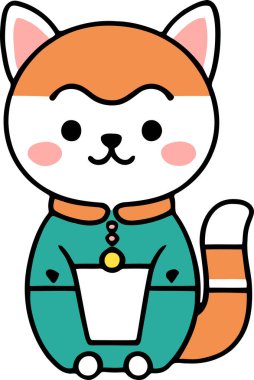 Yapıştırma, çizgi film ve baskı tasarımı için uygun beyaz arkaplan ile komik kedi ve sevimli kedi yavrusu karakter vektör tasarımı.