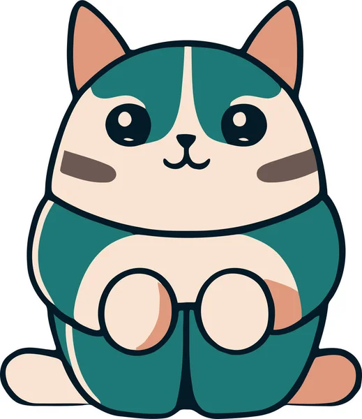 Vtipné Kočka Rozkošné Kotě Charakter Vektor Design Plochou Barvou Bílém — Stockový vektor