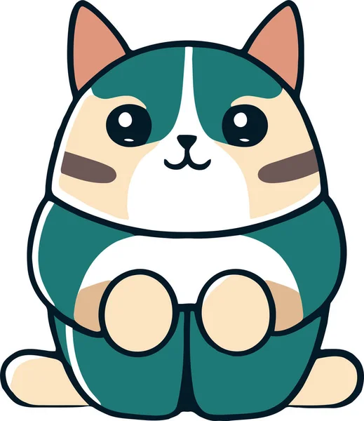 Gato Engraçado Design Vetor Caráter Gatinho Adorável Com Cor Plana —  Vetores de Stock