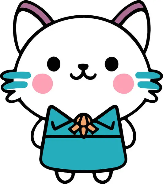 Yapıştırma, çizgi film ve baskı tasarımı için uygun beyaz arkaplan ile komik kedi ve sevimli kedi yavrusu karakter vektör tasarımı.