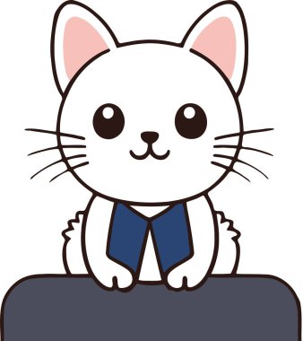 Yapıştırma, çizgi film ve baskı tasarımı için uygun beyaz arkaplan ile komik kedi ve sevimli kedi yavrusu karakter vektör tasarımı.