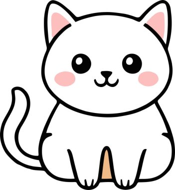 Yapıştırma, çizgi film ve baskı tasarımı için uygun beyaz arkaplan ile komik kedi ve sevimli kedi yavrusu karakter vektör tasarımı.