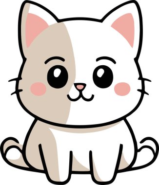 Yapıştırma, çizgi film ve baskı tasarımı için uygun beyaz arkaplan ile komik kedi ve sevimli kedi yavrusu karakter vektör tasarımı.