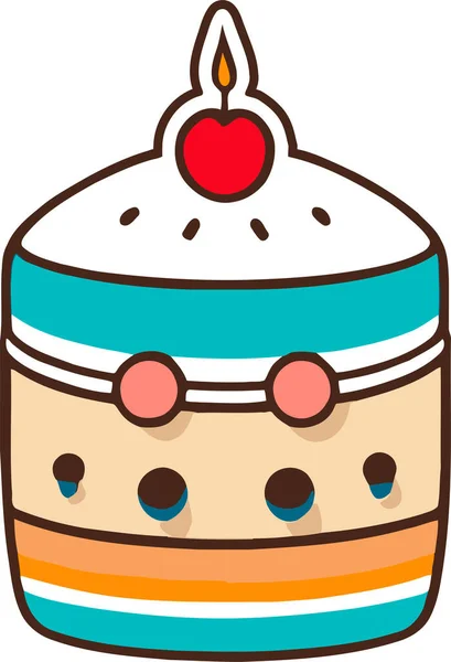 Doğum günü, düğün, beyaz arka planda düz renk vektör tasarımlı mumlu tart keki