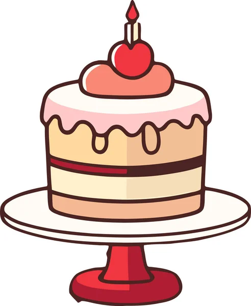 Doğum günü, düğün, beyaz arka planda düz renk vektör tasarımlı mumlu tart keki