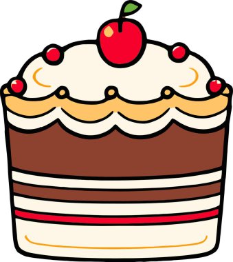 Doğum günü, düğün, beyaz arka planda düz renk vektör tasarımlı mumlu tart keki