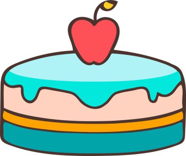 Doğum günü, düğün, beyaz arka planda düz renk vektör tasarımlı mumlu tart keki