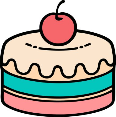 Doğum günü, düğün, beyaz arka planda düz renk vektör tasarımlı mumlu tart keki