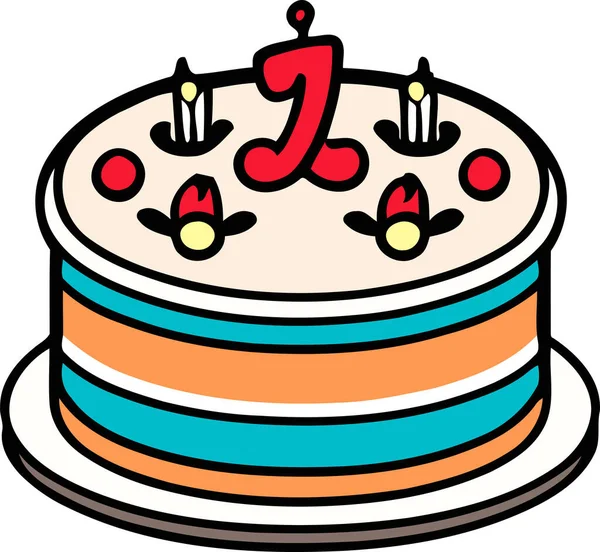 Doğum günü, düğün, beyaz arka planda düz renk vektör tasarımlı mumlu tart keki