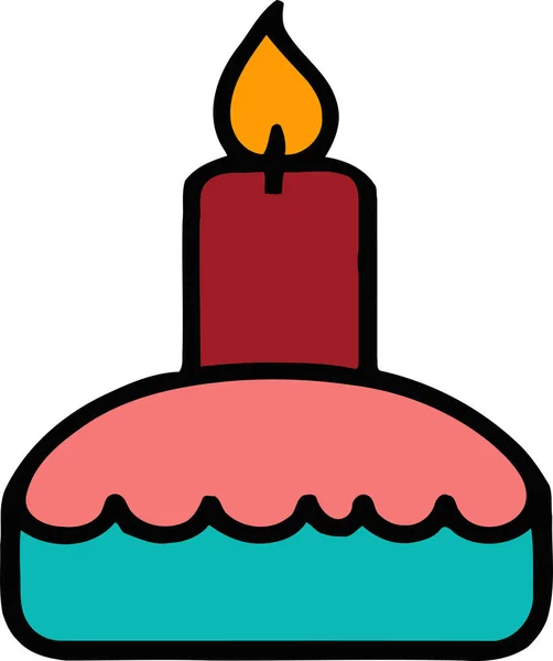 Doğum günü, düğün, beyaz arka planda düz renk vektör tasarımlı mumlu tart keki
