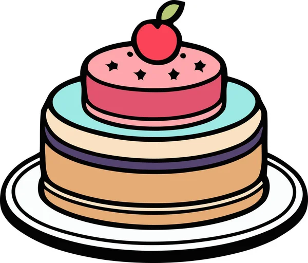 Doğum günü, düğün, beyaz arka planda düz renk vektör tasarımlı mumlu tart keki