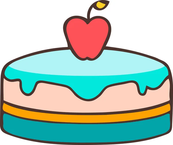 Doğum günü, düğün, beyaz arka planda düz renk vektör tasarımlı mumlu tart keki