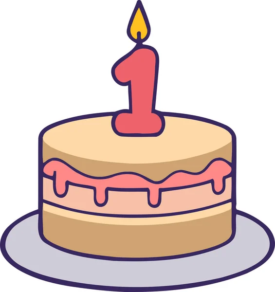 Doğum günü, düğün, beyaz arka planda düz renk vektör tasarımlı mumlu tart keki