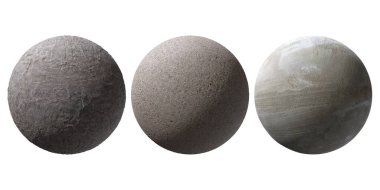 Granit, kaya küresi ya da beyaz arka planda izole edilmiş toplar. Tasarım ve dekorasyon için dekoratif toplar. Birçok kullanım!