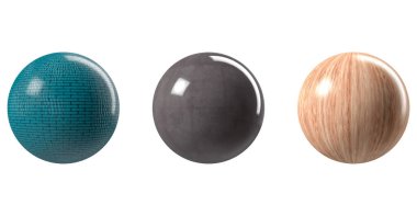 Ahşap, kaplamalı küre ya da beyaz arka planda izole edilmiş toplar. Tasarım ve dekorasyon için dekoratif toplar. Birçok kullanım!