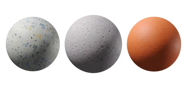 Granite, rock sphere or balls isolated on a white background. Decorative balls for design and decoration. Many uses!