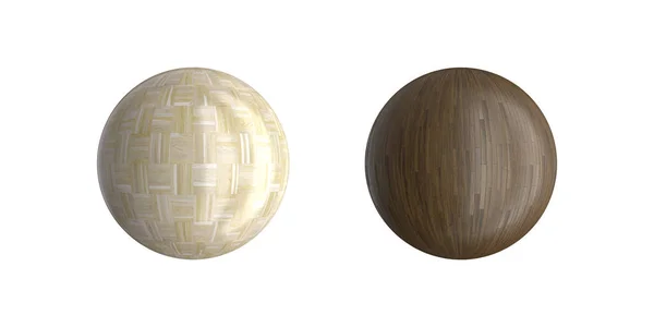 Wood Laminated Sphere Balls Isolated White Background Decorative Balls Design — Stock Photo, Image