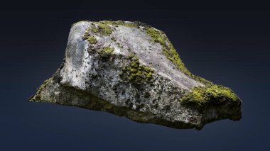 rock boulder with moss isolated on dark background for design and decoration. Many uses! clipart