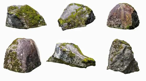 Tasarım ve dekorasyon için koyu arkaplanda yosun bulunan kaya kayaları. Birçok kullanım!