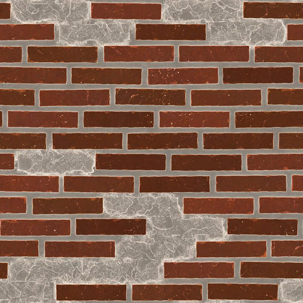 Vieux Mur Briques Brisées Texture Sans Couture Matériel Haute Résolution — Photo