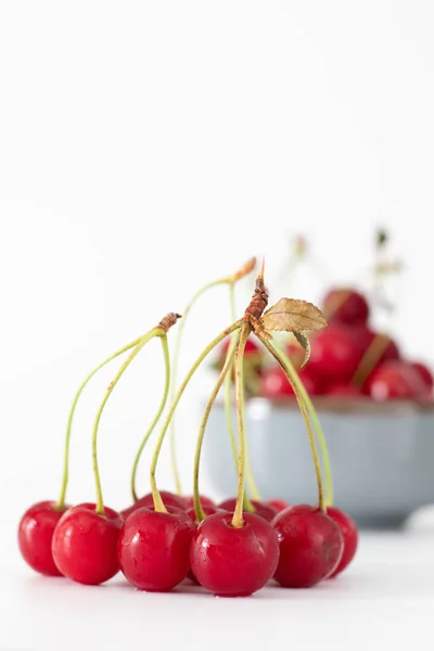 Fresh Cherry White Background — Stock Photo, Image