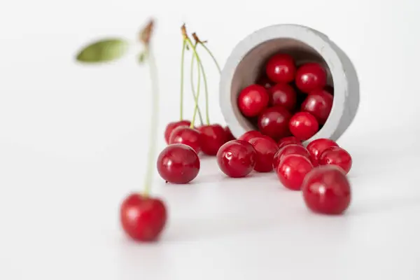 Fresh Cherry White Background — Stock Photo, Image